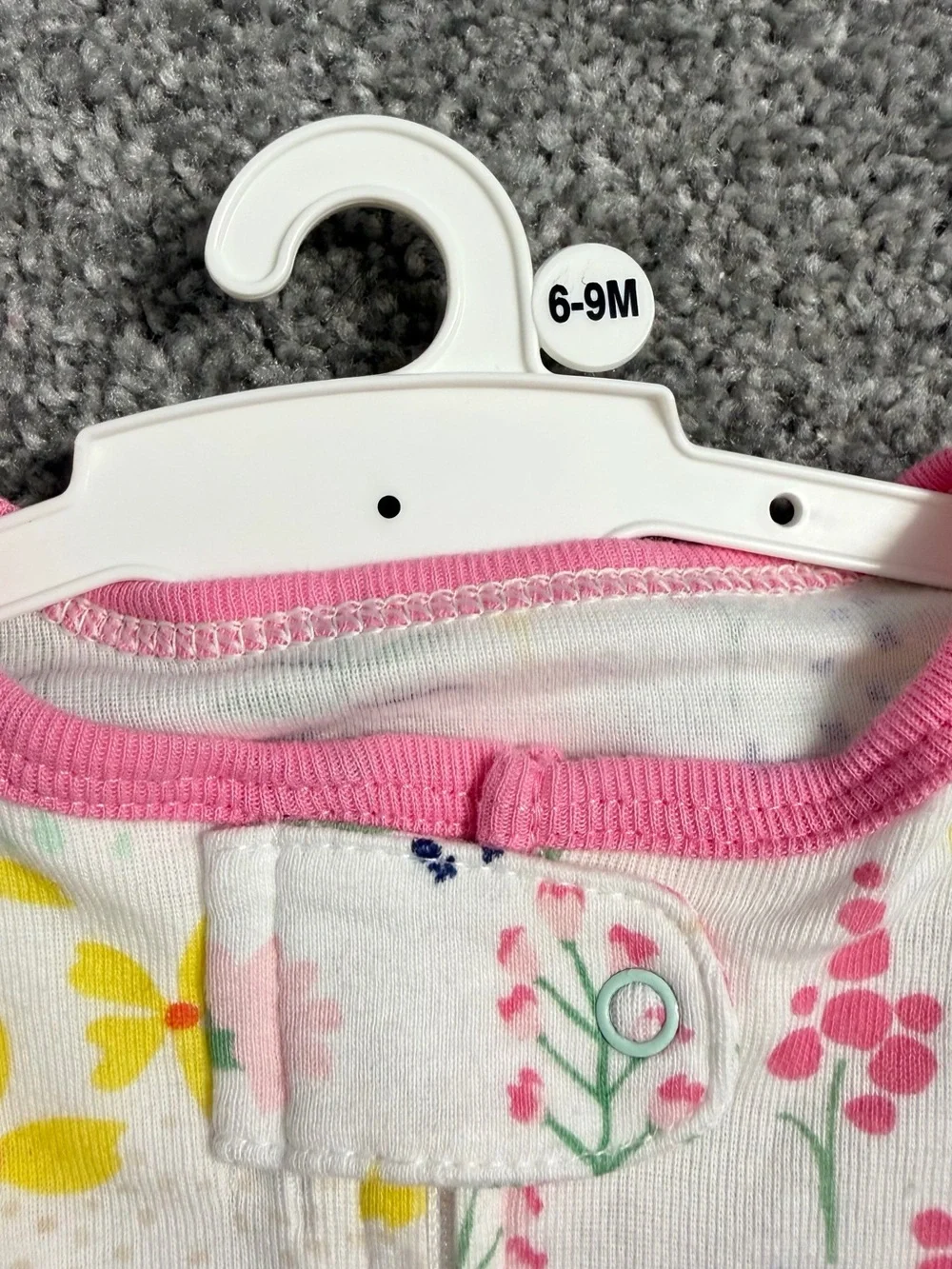 cloud island Floral Footed One-Piece in White, Pink, Yellow & Green - Picture 3 of 6